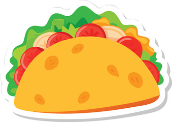 Delicious Taco Illustration A Vibrant, Appetising Food Sticker Design