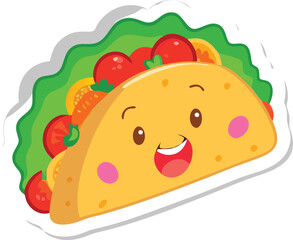 Adorable Cartoon Taco Illustration  Perfect for Food Blogs, Menus, and Children's Content