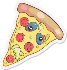 Delicious Pizza Slice A Tasty Illustration of Pepperoni, Olives, and Vegetables