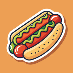 Delicious Hot Dog Illustration A Tasty Cartoon Food Graphic