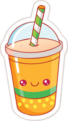 Adorable Cartoon Orange Juice Smoothie Cup Illustration
