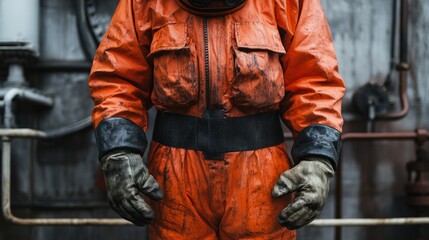 Obraz premium Industrial action with worker in protective gear factory setting photography close-up safety concept