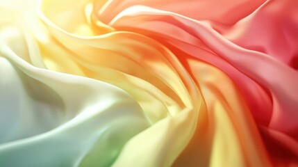 Obraz premium Soft, colorful fabric folds blend in a gradient of pastel hues, creating a smooth and elegant abstract texture, colorful pride month