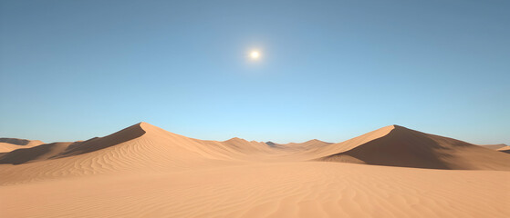 Pixelated Desert Landscape Under Sunny Sky