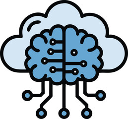 Futuristic Cloud AI Icon – Neural Network & Cloud Computing Vector