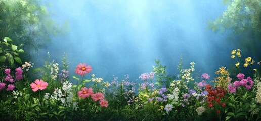 Fototapeta premium Vibrant flower garden soft light floral background nature image