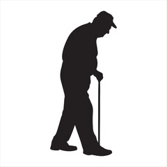 Obraz premium Elderly Man Walking with Cane Silhouette