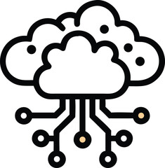 Futuristic Cloud AI Icon – Neural Network & Cloud Computing Vector
