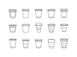 Mini Party Cups &ndash; Simple Vector Outline
