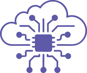 Futuristic Cloud AI Icon – Neural Network & Cloud Computing Vector