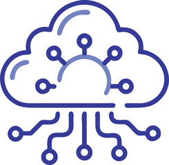Futuristic Cloud AI Icon – Neural Network & Cloud Computing Vector