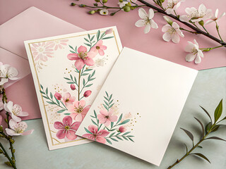 Elegant Cherry Blossom Greeting Cards. Delicate Floral Stationery for Special Occasions