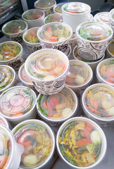 Stack of Rice Bowls Ready for Charity Distribution