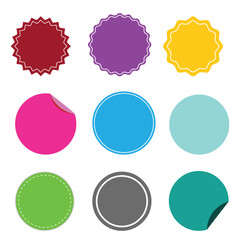 Collection of Colorful Badges and Stickers