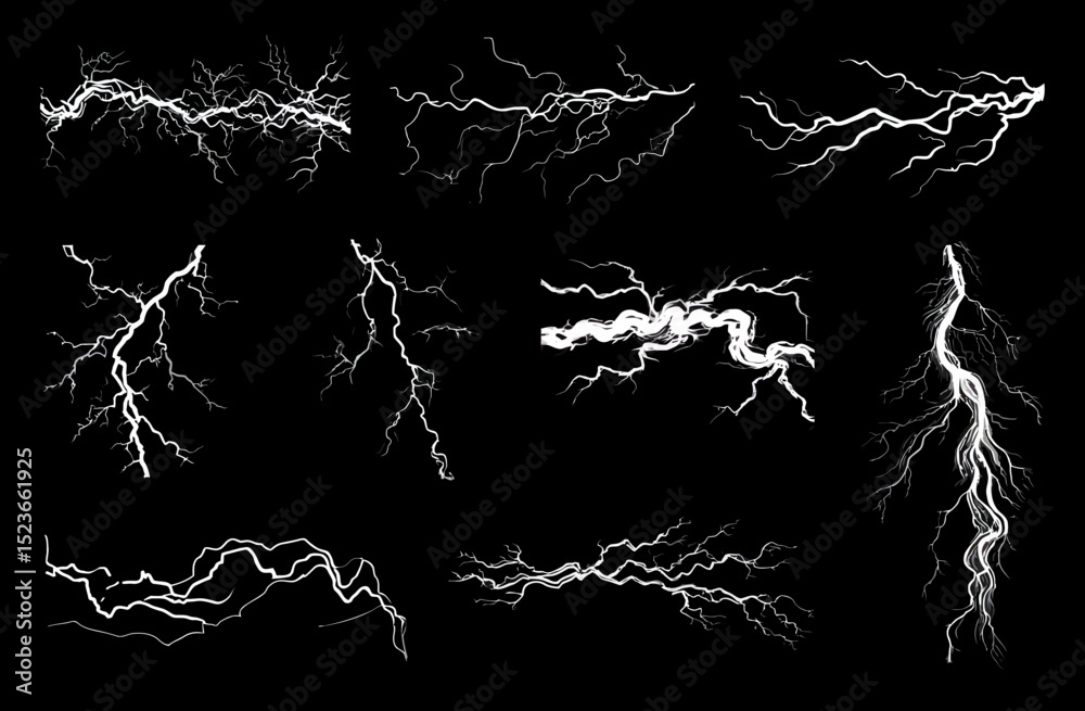 Wall mural lightning bolt outline graphics 12 high-resolution vector illustrations