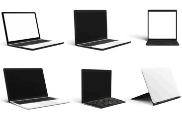 Modern 3D Laptop Mockups Six Realistic Views for Design Presentations