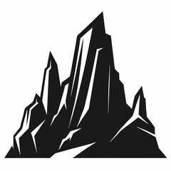 Bold Rocky Cliff Silhouette Illustration on White Background