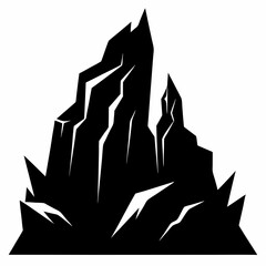 Bold Rocky Cliff Silhouette Illustration on White Background