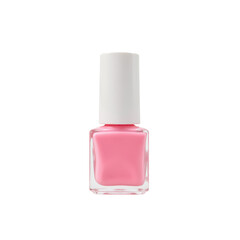 Vibrant pink nail polish bottle with a clean and elegant design, perfect for both casual and formal nail art applications..