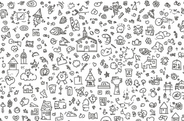 Seamless Vector Banner with Hand-Drawn Doodle Illustrations