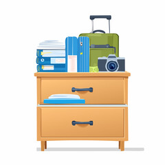 Office Drawer Divided Between Files and Travel Gear – Symbol of Balance Between Work and Leisure