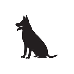 Dog Silhouette Vector sitting with tongue out