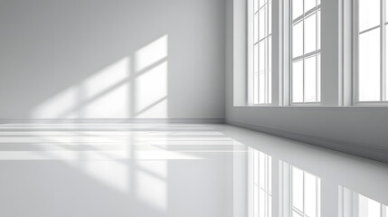 Obraz premium Tranquil Minimalist Space Indoor Photography with Illuminated White Background and Serene Horizontal View
