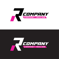 Modern R Company Logo — Bold Typography and Pink Accent Design