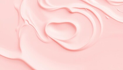 Swirling light pink cosmetic cream texture on a smooth surface, organic, radiance
