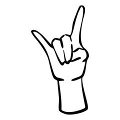 愛・ロックを伝えるハンドサインイラスト　ベクター黒