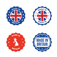 made in United Kingdom labels set, Great Britain product icons