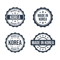 made in South Korea labels set, Republic of Korea product stamp