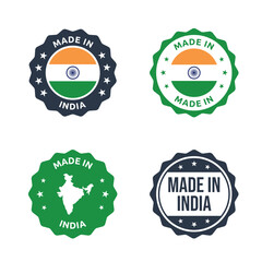 made in India labels set, product stamp of Republic of India