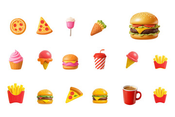 vector fast food icons, Menu creation, Advertising and branding, Packaging design, Presentations, Drinks.