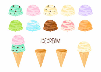 アイスクリームとコーンのセット