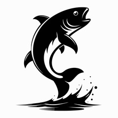 Fish jumping black vector Silhouette 