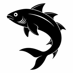 Fish jumping black vector Silhouette 
