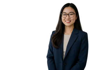 Professional asian woman business portrait corporate headshot executive leadership smiling confident businesswoman on transparent background