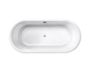 White Oval Freestanding Bathtub Top View, PNG