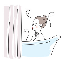 気持ちよさそうに入浴するおしゃれな女性