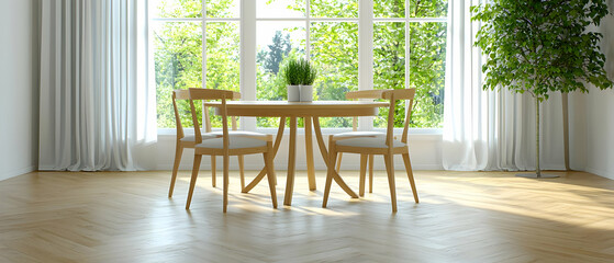 Stylish Minimalist Dining Room With Natural Light