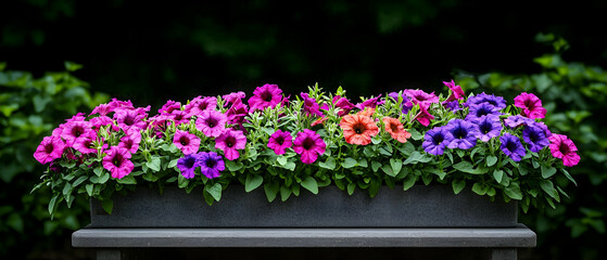 Colorful Petunia Display In Garden Pot