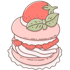 Strawberry shortcake macaron cake cuteness 