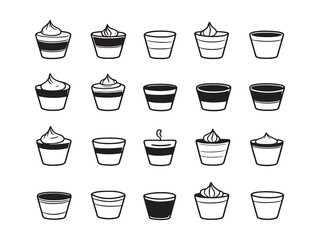 Tiramisu Minimalist 2D Line Art Set 