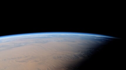 Earth horizon view from outer space