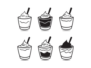 Tiramisu Cup Minimalist 2D Line Art Set 
