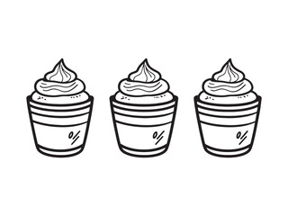 Tiramisu Cup Minimalist 2D Line Art Set 