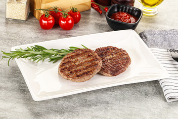 Grilled two beef burger cutlet