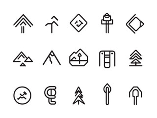 Trailhead Sign Minimalist Line Art Set 
