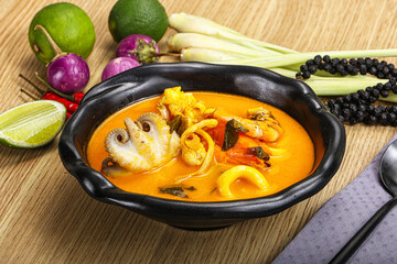Thai Tom Yum soup with seafood